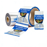 Label Plastik Kemasan Shrink Sleeve Anti Lembab dengan Cetak Khusus untuk Permen, Protein, dan Lainnya