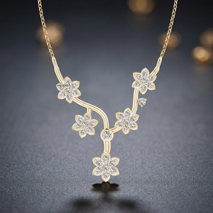 จี้เพชรทรงดอกไม้เจียระไนแบบบริลเลียนท์ ชุบโรเดียม เงินแท้ 925 935 ทอง 10K 14K 18K สำหรับผู้หญิง ของขวัญแต่งงานสุดโรแมนติก - Product Image 1