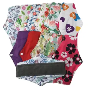 Wholesale Washable Breathable Menstrual Pad Reusable Sanitary Napkin Ladies Bamboo Charcoal Cloth Natural Panty Liner