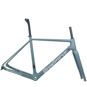 Winowsports – cadre de vélo de route en carbone <span class=keywords><strong>700C</strong></span>, frein à disque, axe traversant 12x142mm, cadres de vélo de course en gravier avec fourche en gravier en carbone - Product Image 1