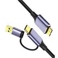 Câble de charge et de données USB 3.0 2-en-1 pour disque dur, 0,25m-2m, 5 Gbit/s, tressé en aluminium, charge rapide 5A pour ordinateur et disque dur 4 To