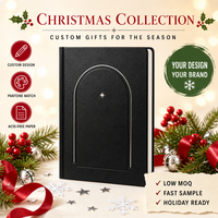 Carnet de notes A5 personnalisé pour Noël, couverture rigide noir mat avec étoile argentée, reliure cousue, 80 feuilles, cadeau d'entreprise
