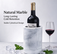Seau à glace en marbre naturel, refroidisseur à vin et champagne, seau à bière en marbre, refroidisseur à vin en pierre de marbre pour KTV, bar, décoration de table à domicile
