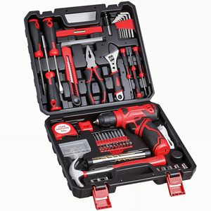Ensemble de perceuse 8V, ensemble d'outils pour la maison de 132 pièces, perceuse à main, embouts de tournevis, pinces, clés, ruban à mesurer pour femmes, hommes, bricoleurs, artisans - Product Image 4