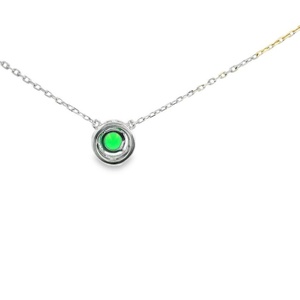 Qinglong Jewelry 18K Lab Gemstone Necklace <b>Emerald</b> Jewelry <b>Emerald</b> <b>Pendant</b> Gemstone Chain Round Cut Necklace - Product Image 4