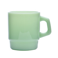 Tasse à café en verre créative, mug coréen simple en jade laiteux, design empilable, poignée imprimée pour la maison, couleur unie, écologique