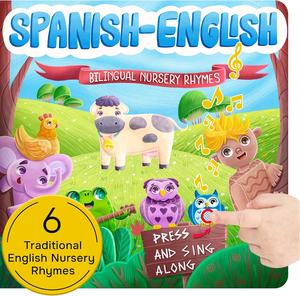 Livres bilingues espagnols pour tout-petits, <span class=keywords><strong>comptines</strong></span> en espagnol et en <span class=keywords><strong>anglais</strong></span>, livre sonore interactif pour bébé avec 6 chansons - Product Image 1