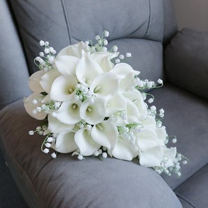 Bouquet da Sposa in Lattice Real Touch con Calla Bianche e Mughetto, <span class=keywords><strong>Fiore</strong></span> Artificiale Decorativo Moderno per Matrimoni - Product Image 5