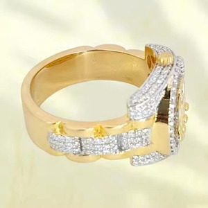 Anillo de Moissanita Brillante Estilo Hip Hop Unisex con Incrustaciones de Diamantes para Conciertos, Clubes y Estilo Casual de la India - Product Image 2