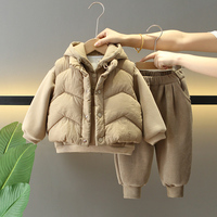 Ensemble 3 pièces pour garçons en bas âge, tenue d'hiver, gilet matelassé à capuche, sweat-shirt et pantalon de jogging en velours côtelé pour temps froid