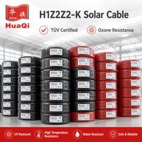 Câble solaire DC HUAQI 1,5 KV en cuivre étamé isolé XLPE 4 mm 6 mm 10 mm, câbles photovoltaïques pour panneaux solaires