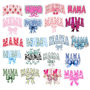 Transferts d'impression sur <span class=keywords><strong>film</strong></span> transparent Coquetto Bow <span class=keywords><strong>Mama</strong></span> Designs, plastisol prêt à presser, autocollants à repasser, transferts thermiques DTF - Product Image 1
