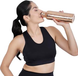 Bouteille d'eau en cuivre de qualité supérieure, sans BPA, écologique, étanche, unisexe, idéale pour le bureau, la salle de sport, les voyages et la maison. - Product Image 2