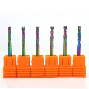 Fraise de fraisage supérieure et inférieure en carbure de tungstène à 2 cannelures, multicouche nano, colorée, pour machines CNC à bois, vente en gros, ODM OEM 65HRC - Product Image 1