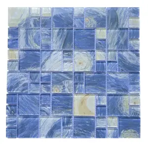 Phantom blaues quadratisches Formular Tintenstrahl Sternennachtglas-Mosaik Tintenstrahl Kristall Glas-Mosaik