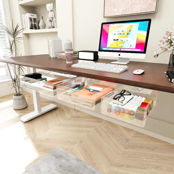 Height - Adjustable Storage Box Under Desk with Attachable and Self ...