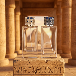 Flacone di Profumo in Vetro Blu Sfumato Stile Faraone Egizio di Lusso con Tappo a Corona 30ml 50ml 100ml Flacone Spray Vuoto - Product Image 4