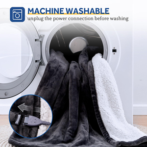 Manta Eléctrica con Bolsillo para los Pies, de Franela y Felpa Sherpa para Cama y Sofá, Manta Eléctrica Cálida para Invierno - Product Image 5