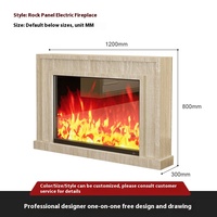 Cheminée électrique encastrable BOWEIYA moderne en dalle de roche avec flamme simulée, chauffage décoratif pour salon intérieur