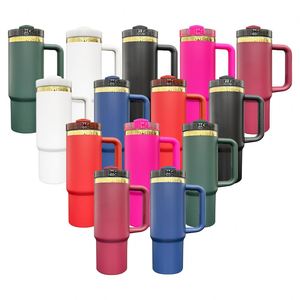 Powder Coated Double Walled Stainless <b>Steel</b> Vacuum Insulated Gold Plating 30oz Coffee Travel Mugs for Laser Engraving - Product Image 1