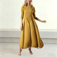 Robe plissée Miyake sur mesure pour femme, coupe ample et volumineuse, élégante et discrète pour les églises, à manches longues, de luxe, pour soirée