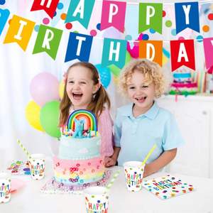 Juego de Artículos para Fiesta de Cumpleaños con Diseño de Puntos, Incluye Platos de Papel, Servilletas, Vasos, Mantel y Pancarta, para 25 Personas - Product Image 5
