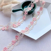 Bricolage vêtements accessoires de couture rose Beige garniture en dentelle de haute qualité fleur dentelle tissu broderie à la main ruban de Patchwork