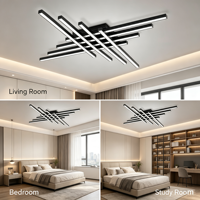 Plafonnier LED moderne, lampe de plafond noire linéaire géométrique, bande lumineuse créative pour salon et chambre à coucher