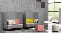 Canapé à cloison acoustique, dosettes de bureau mobiles avec panneau à écran haut