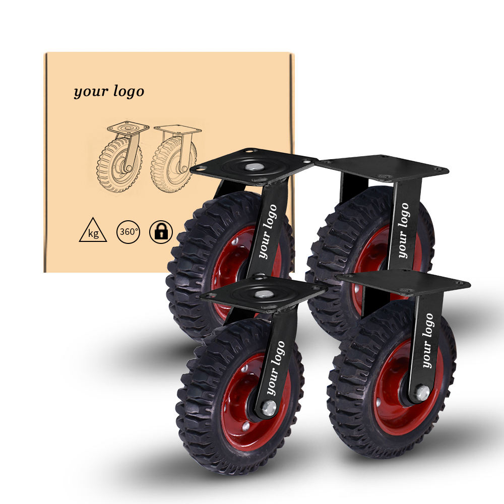 Black Rigid Swivel Castor Wheel Offroad 160mm 6 Rubber Caster Wheel Heavy Duty Suppliers Dolly Casters