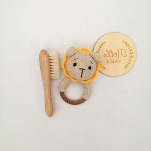 Игрушка для новорожденных, деревянное кольцо, детские деревянные зубы, круглая подвеска крючком, ручная кукла, вязаная кукла, мультяшная кукла крючком - Product Image 5