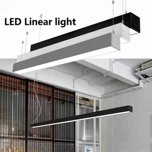 Lámpara Lineal LED de Aluminio Enlazable, Colgante, con Acabado Blanco/Negro/Plateado, Luz Blanca Cálida para Oficina, Biblioteca, Supermercado - Product Image 1