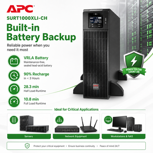 <span class=keywords><strong>APC</strong></span> SURT1000XLI-CH <span class=keywords><strong>Smart</strong></span> <span class=keywords><strong>UPS</strong></span> <span class=keywords><strong>1000VA</strong></span>/900W, onduleur à double conversion en ligne, format rack-tower, 230V, en stock RT1000VA - Product Image 6