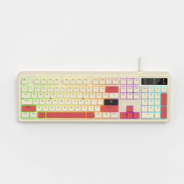 New Wired 104-Key Mechanical Keyboard with LED Backlit and Multiple Lighting Effects Customizable Color for Office and Home Use
