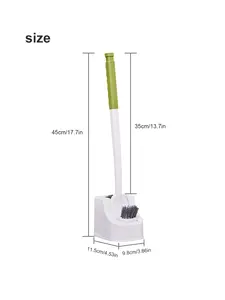 Cepillo de inodoro de doble cabezal PP con base, material de silicona TPR, limpieza sin rincones muertos, cepillo de inodoro para posiciones de cuclillas, cerdas duras extendidas, uso especial - Product Image 6