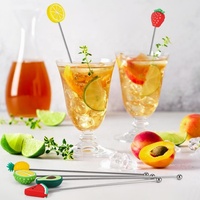 Agitateur à Cocktail réutilisable en forme de fruit en acier inoxydable
