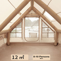 Grande tente Oxford 4 saisons 420D de 12 mètres carrés semblable à une cabine Tentes gonflables de camping imperméables extérieures pour 8 à 10 personnes