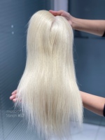 Prothèses capillaires SHY en cheveux naturels, base mono 6*7, cheveux vierges bruts, design à raie centrale, couleur personnalisable, sur mesure