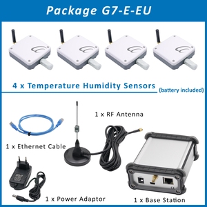 เซ็นเซอร์วัดอุณหภูมิและความชื้นแบบไร้สาย 4 ชิ้น พร้อมสถานีฐาน G7 วัสดุพลาสติก IP65 เครื่องวัดความชื้นและอุณหภูมิ พร้อมระบบบันทึกข้อมูล - Product Image 6