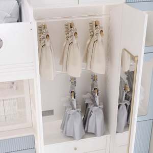 Lovely Kids Bedroom Furniture <b>Set</b> Bear Decor Ship-Shaped Bunk Bed Integrated Study Desk Spacious <b>Wardrobe</b> for Fun Comfortable - Product Image 3