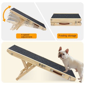 <span class=keywords><strong>Escalera</strong></span> Plegable Ajustable de Madera para Mascotas con Asa y Cinturón Antideslizante, Rampa para Perros y Gatos para Uso en Exteriores - Product Image 4
