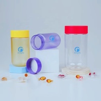 Bouteille de vitamines cylindrique translucide mate dégradée en PET de 580 cc, emballage personnalisé en plastique pour compléments alimentaires, gommes et capsules