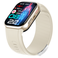 Jam Tangan Kesehatan Silikon Smart Square dengan Pompa Udara Magnetik, Monitor Tekanan Darah, Pemantau Detak Jantung 24/7 untuk Lansia