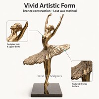 Sculpture de ballerine en bronze de 200 cm, fontaine personnalisée, statue de danseuse de ballet, décoration extérieure pour jardin, villa, hôtel, vente en gros