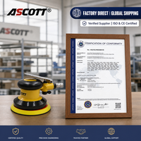 Ponceuse orbitale pneumatique professionnelle ASCOTT 5 pouces 10500 tr/min, polisseuse à air double action pour finition de carrosserie automobile et métaux, fixation auto-agrippante