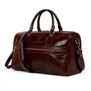 Sac de voyage vintage en cuir marron grande capacité, sac de week-end, bagage à main pour hommes - Product Image 1