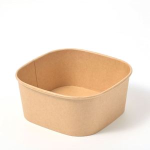 Tazón Cuadrado Desechable Ecológico de Papel Kraft para Ensaladas con Tapa Transparente, Apto para Microondas, Biodegradable, para Alimentos, para Camping, OEM - Product Image 2