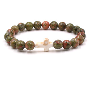 Braccialetti con Perline in Pietra Naturale Stile Religioso alla Moda, Gioielli in Agata, Braccialetti con Croce - Product Image 5