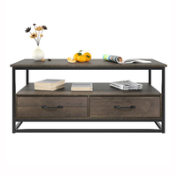 Conceptions basses traditionnelles chinoises rectangle en bois moderne pieds en métal carrés table basse pour thé avec tiroirs