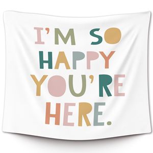 Tapiz de Poliéster con Tipografía Colorida en Tonos Pastel, Decoración de Pared Impresa, Lavable a Máquina, Arte Mural, Venta al Por Mayor - Product Image 1